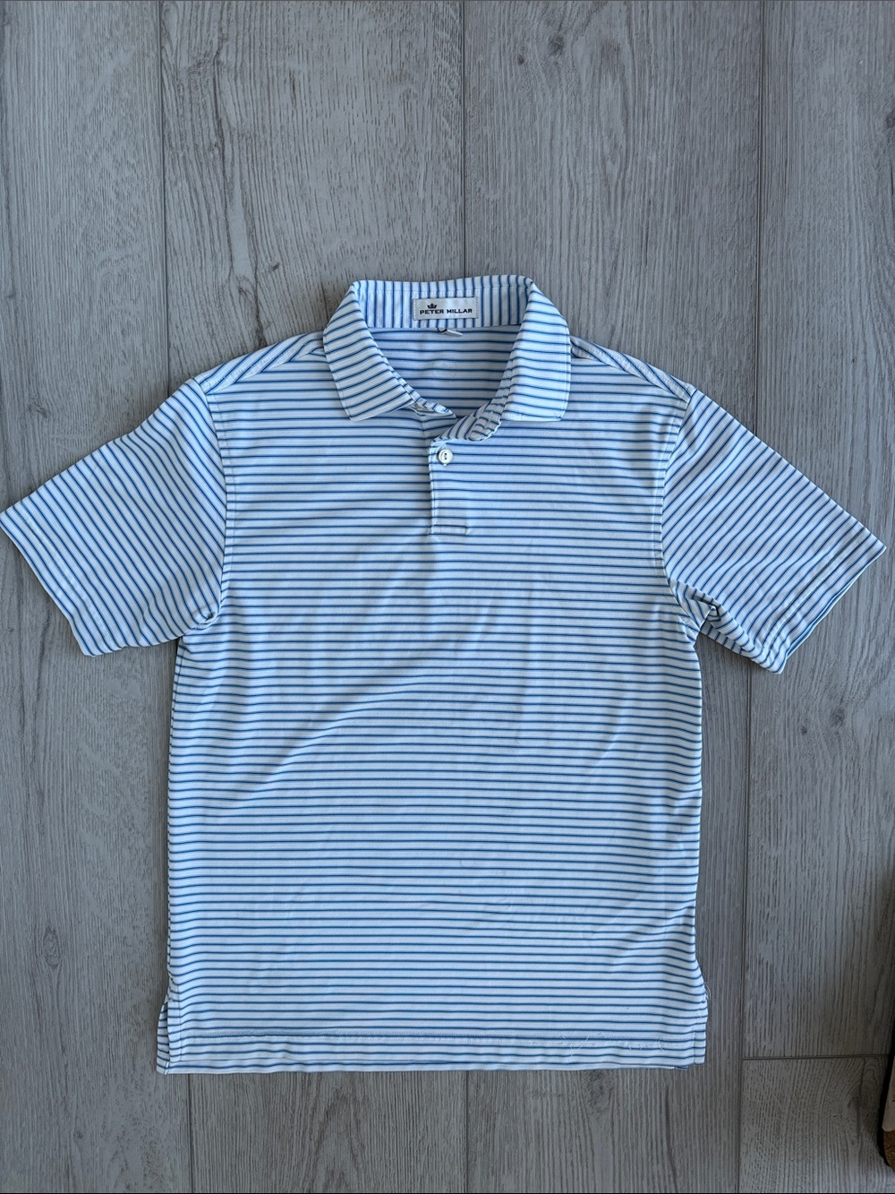 Light Blue & White Striped Polo Shirt - Men